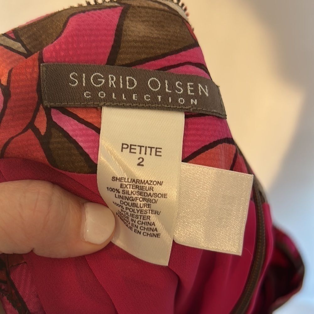 𝅺sigrid Olsen Collection Vibrant Color 100% Silk Skirt - Picture 3 of 3